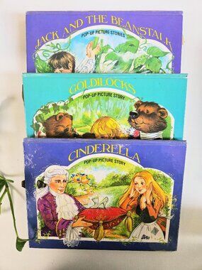 3/$75✨Vintage 1980s Pop-Up Book Set Goldilocks, Jack & the Beanstalk, Cinderella